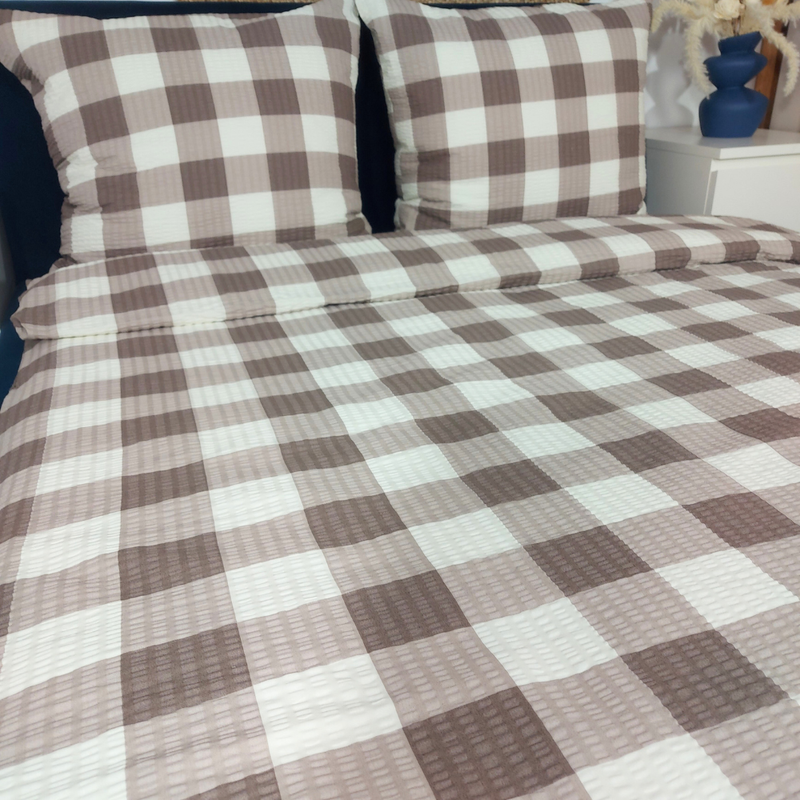 Pościel z kory Krata beżowa 140x200