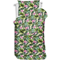 Pościel bawełniana Flamingi liście 135x200