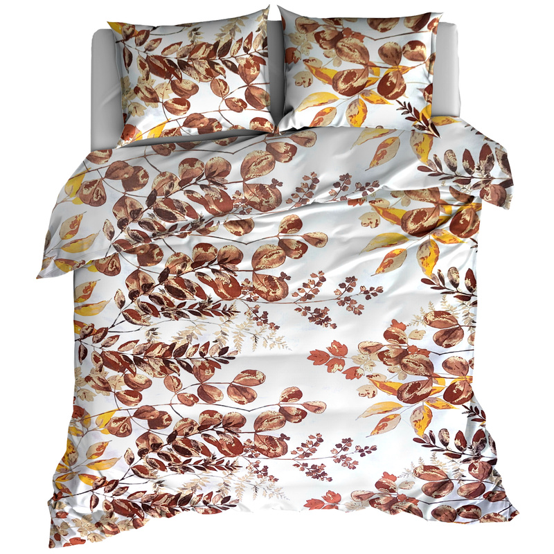 Pościel flanelowa Liście brąz 200x200