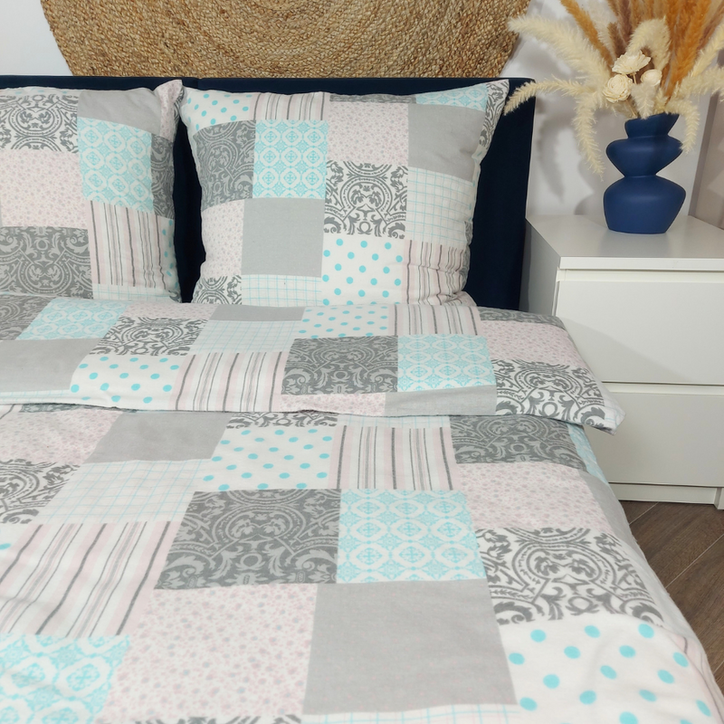 Pościel flanelowa Patchwork pastelowy 160x200