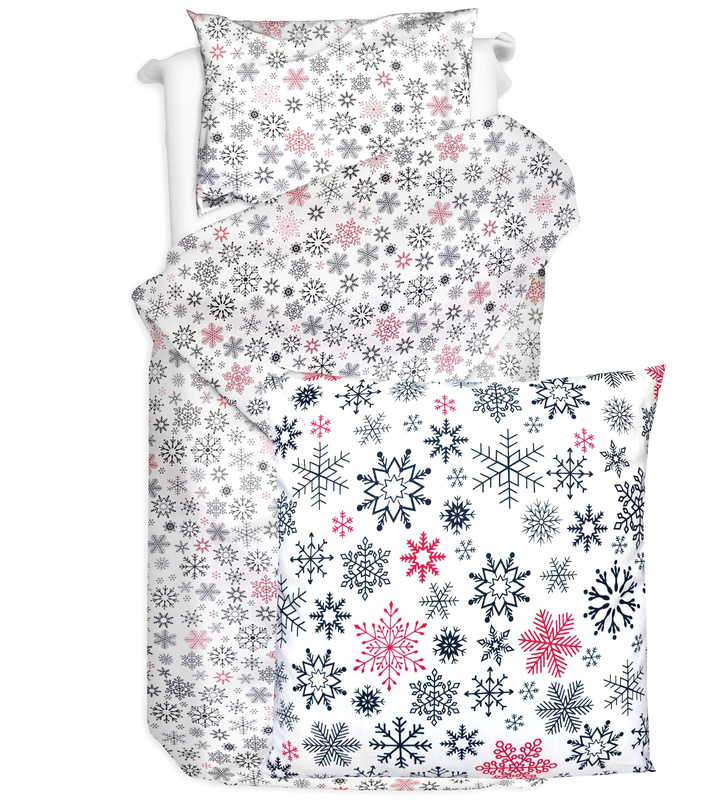 Pościel bawełniana Śnieżynki czerwone 140x200