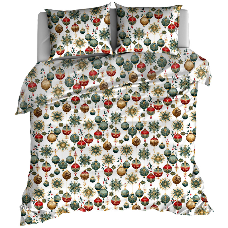 Pościel bawełniana Bombki na bieli 160x200