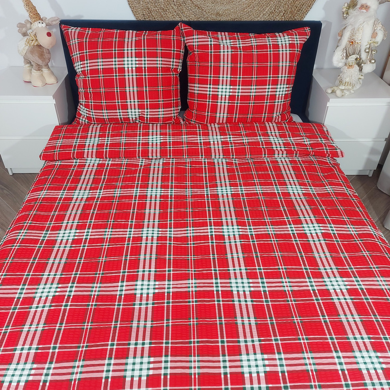 Pościel z kory Szkocka krata czerwona 200x220