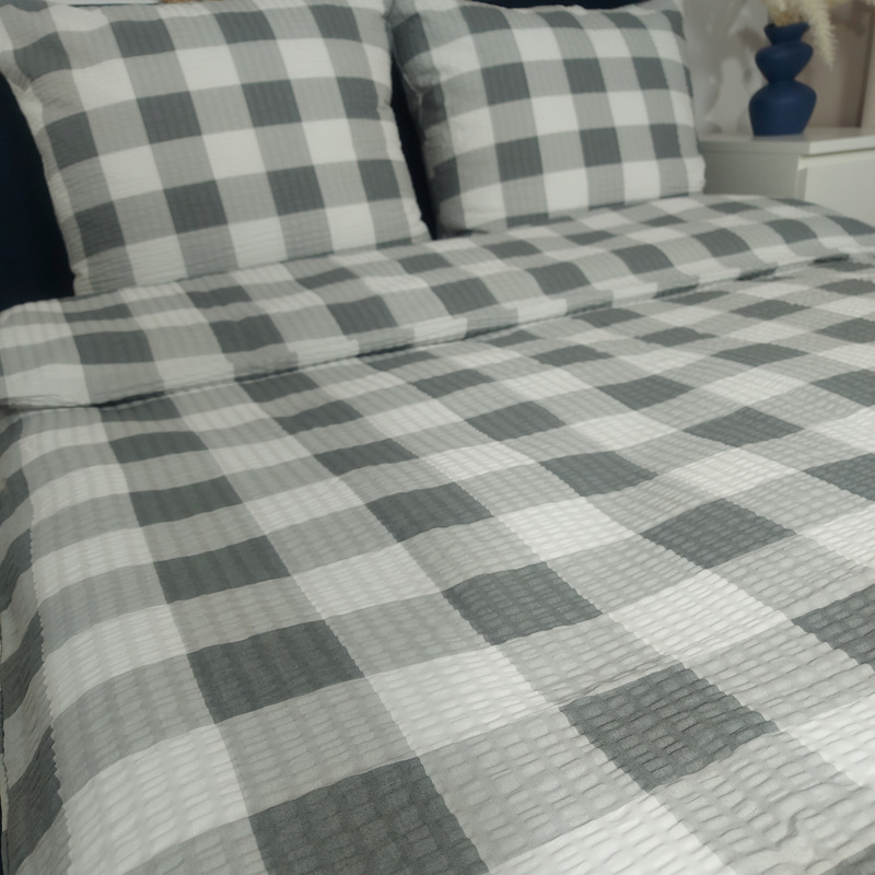 Pościel z kory Krata szara 160x200