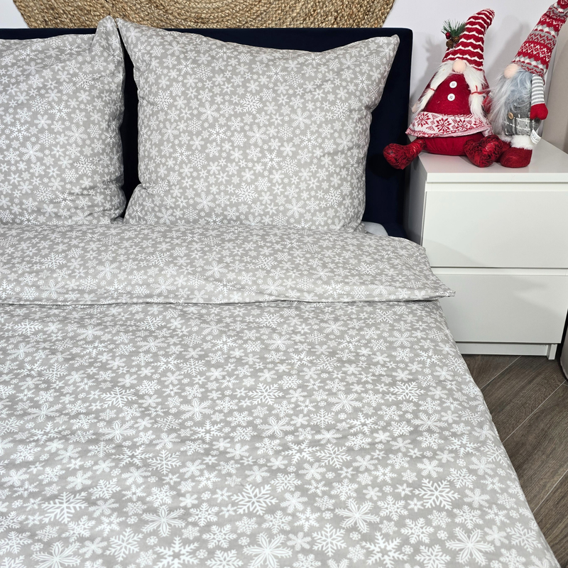 Pościel bawełniana Płatki śniegu w czerwieni 160x200