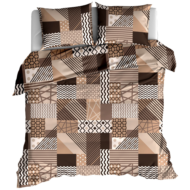 Pościel bawełniana Patchwork brąz 160x200