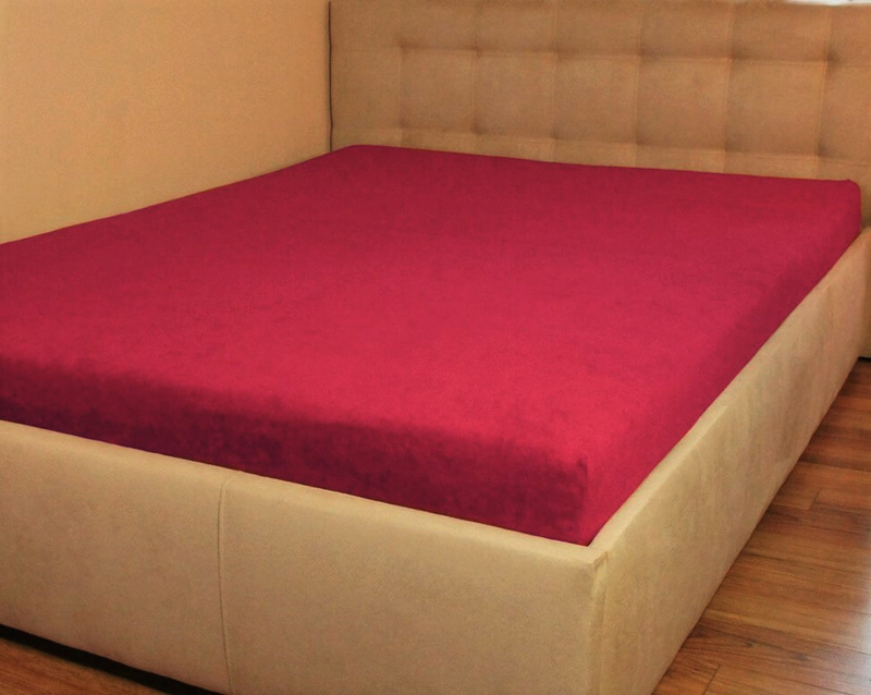 Prześcieradło frotte z gumką bordowe 160x200