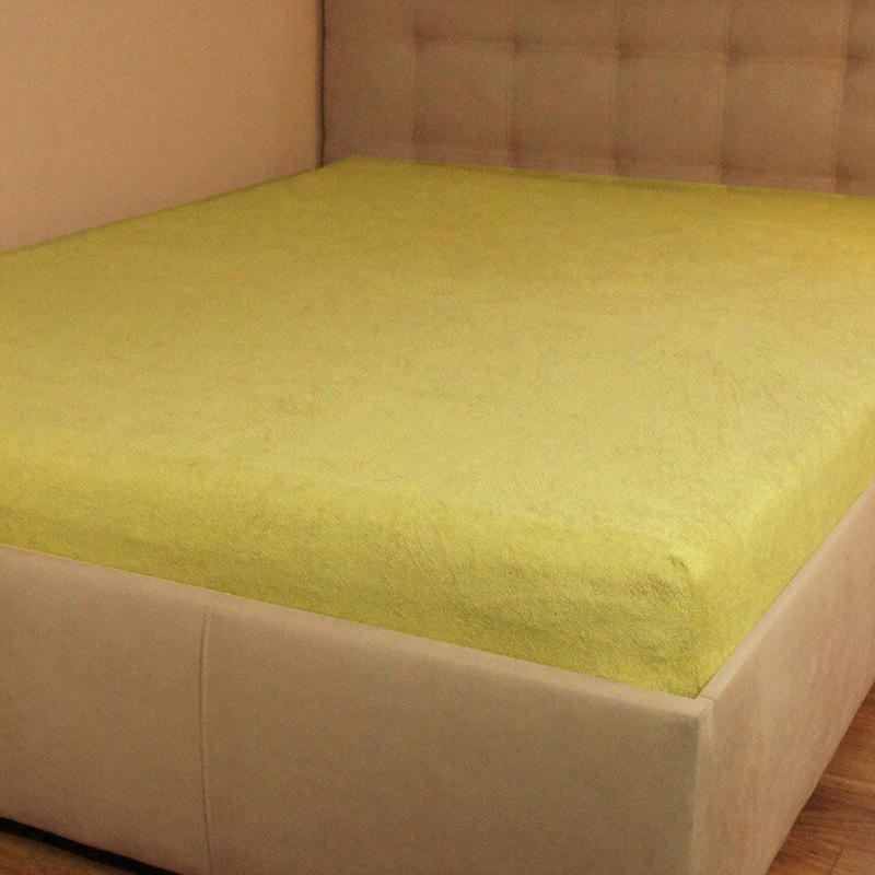 Prześcieradło frotte z gumką musztardowe 140x200