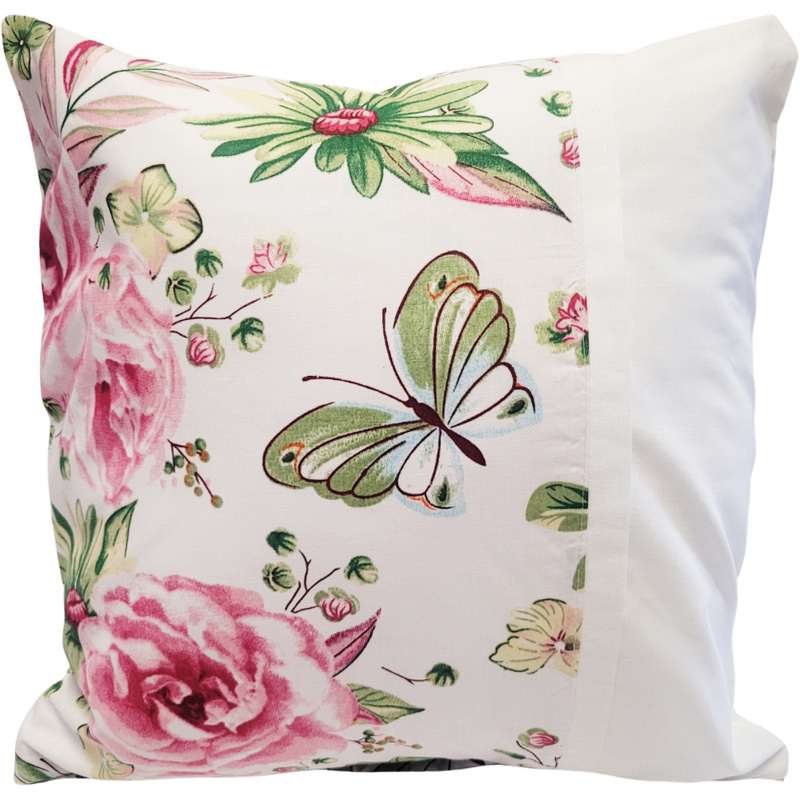 Poszewka z listewką Kwiaty motyle 40x40