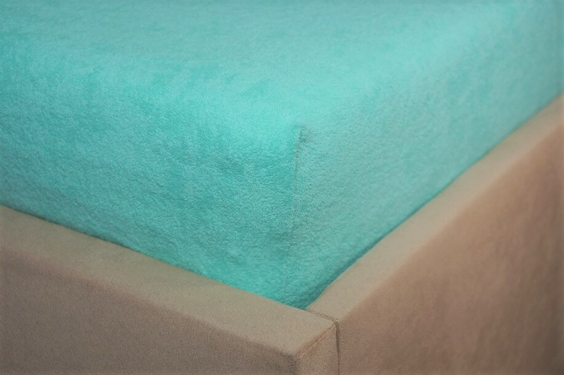 Prześcieradło frotte z gumką miętowe 120x200