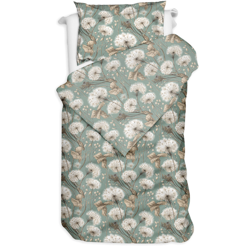 Pościel bawełniana Dmuchawce szałwia 140x200