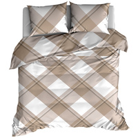 Pościel flanelowa Krata beżowa 220x200