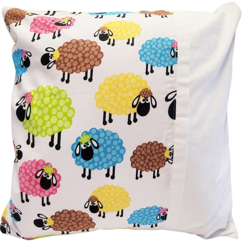 Poszewka z listewką Kolorowe owce 40x40