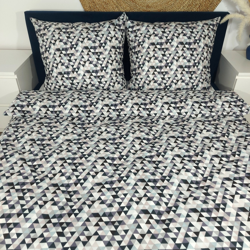Pościel bawełniana Mozaika szara 160x200