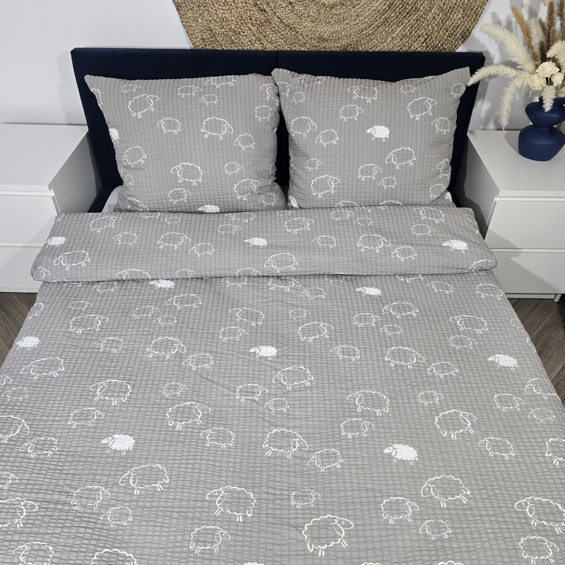 Pościel z kory owce w szarości 140x200