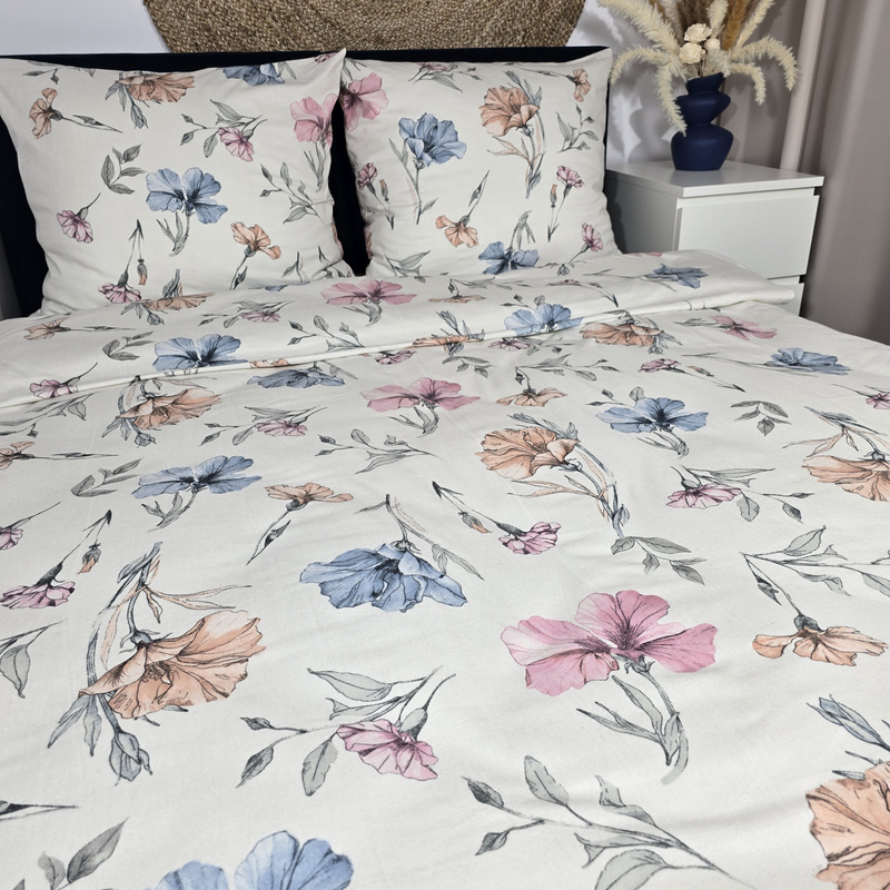 Pościel flanelowa Kolorowe kwiaty 160x200