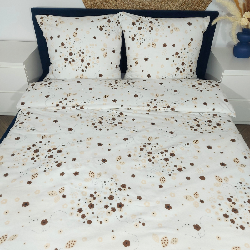 Pościel flanelowa Kwiaty w beżu 160x200