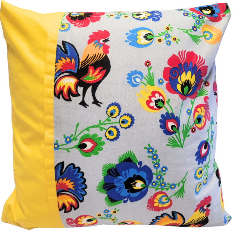 Poszewka z listewką Koguty szare 40x40