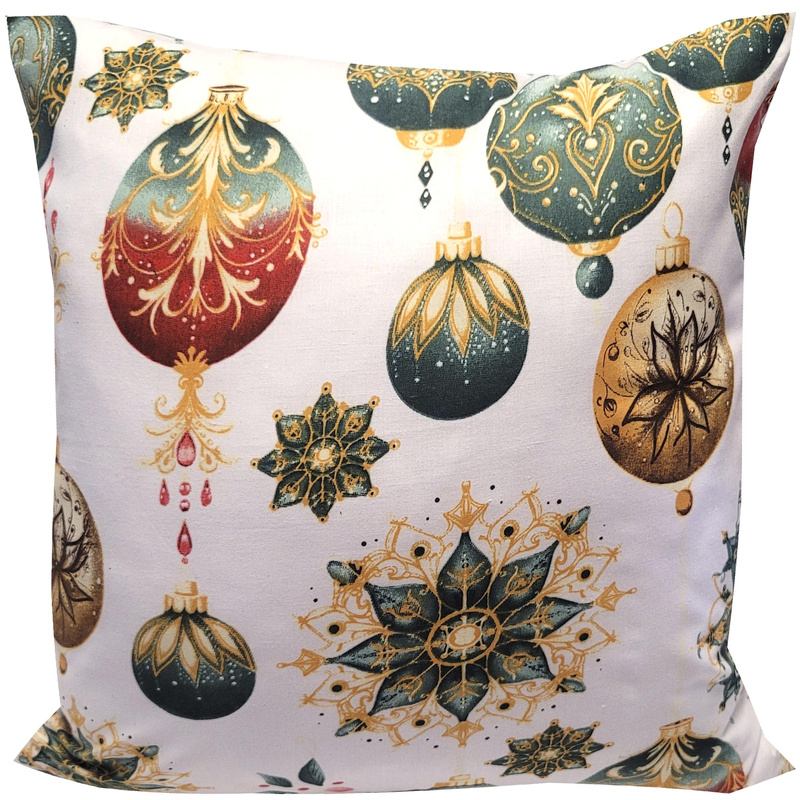 Poszewka bawełniana Bombka na bieli 40x40