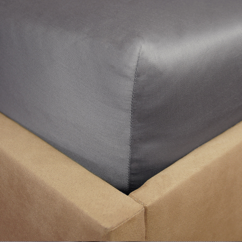 Prześcieradło satyna bawełniana z gumką Szare 200x220