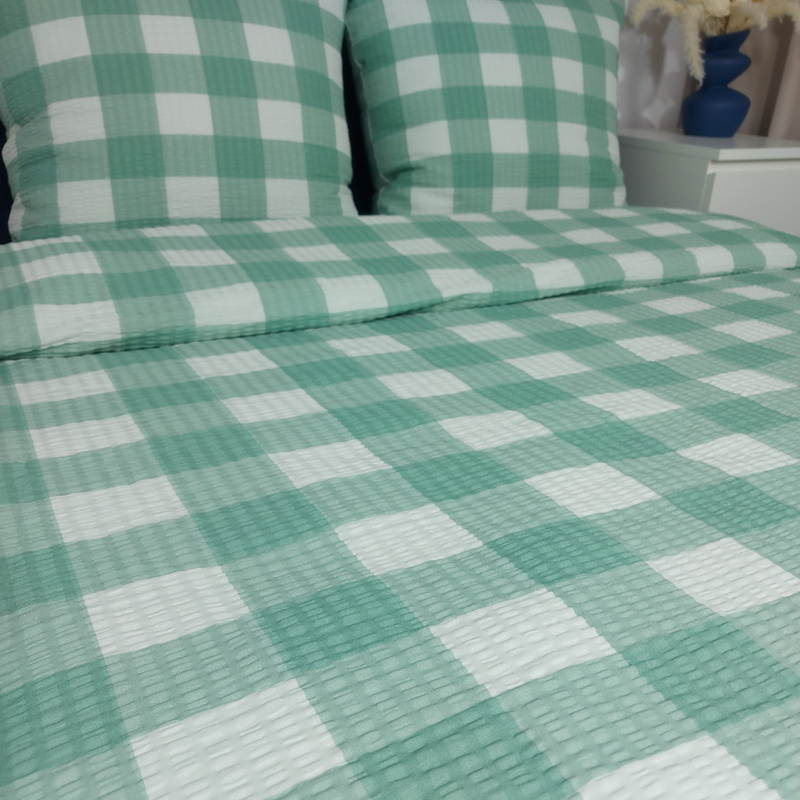 Pościel z kory Krata miętowa 160x200