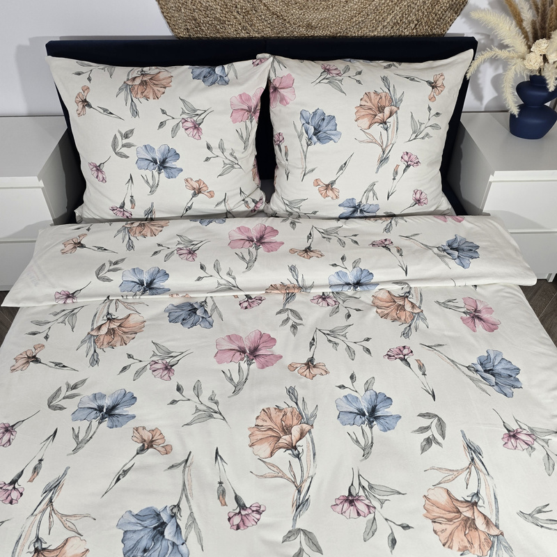 Pościel flanelowa Kolorowe kwiaty 160x200