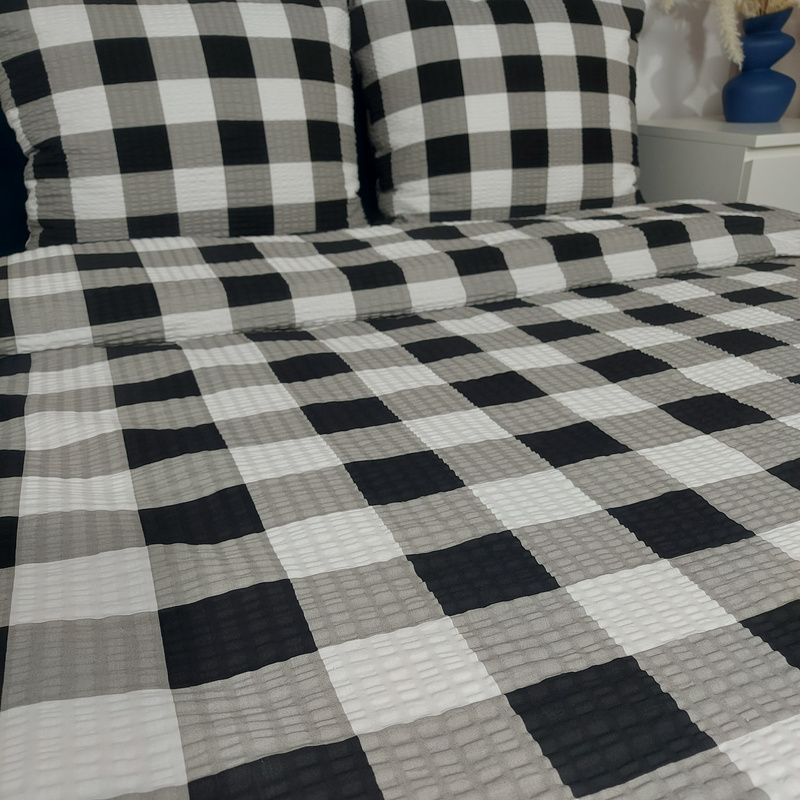 Pościel z kory Krata czarna 160x200