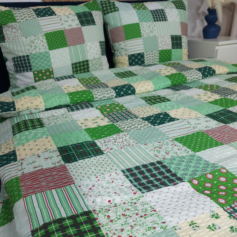 Pościel z kory Zielony patchwork 140x200