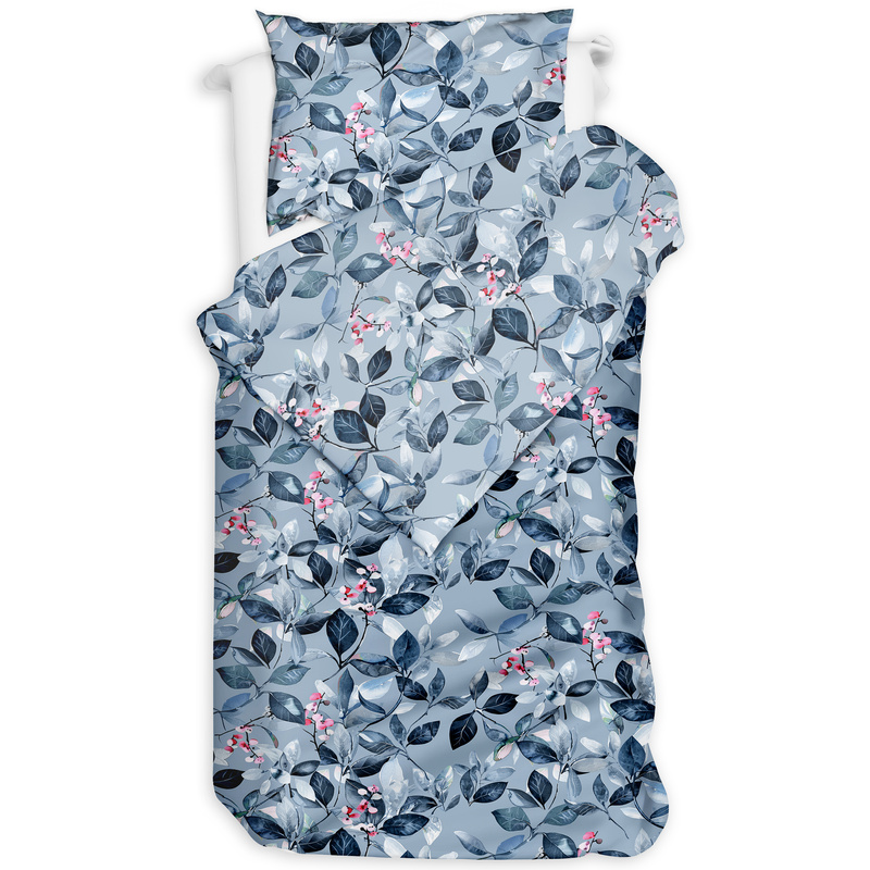 Pościel flanelowa Florystyka niebieska 140x200