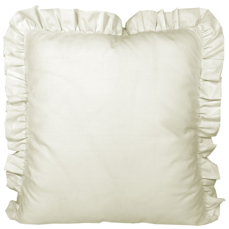 Poszewka bawełniana z falbanką 40x40 Kremowa