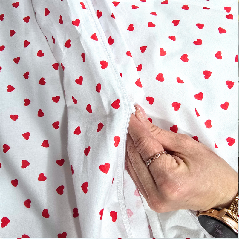 Pościel bawełniana Serduszka czerwone 140x200