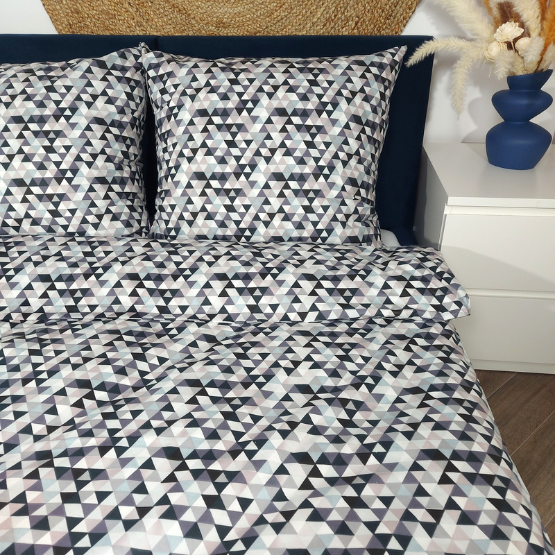 Pościel bawełniana Mozaika szara 150x200