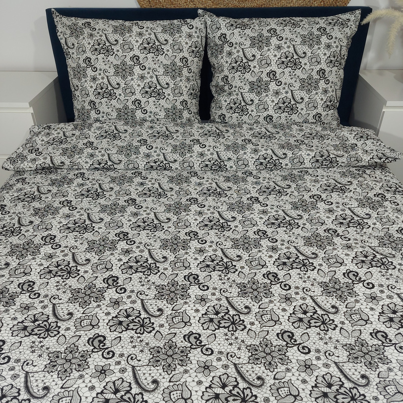 Pościel z kory Koronka na bieli 160x200