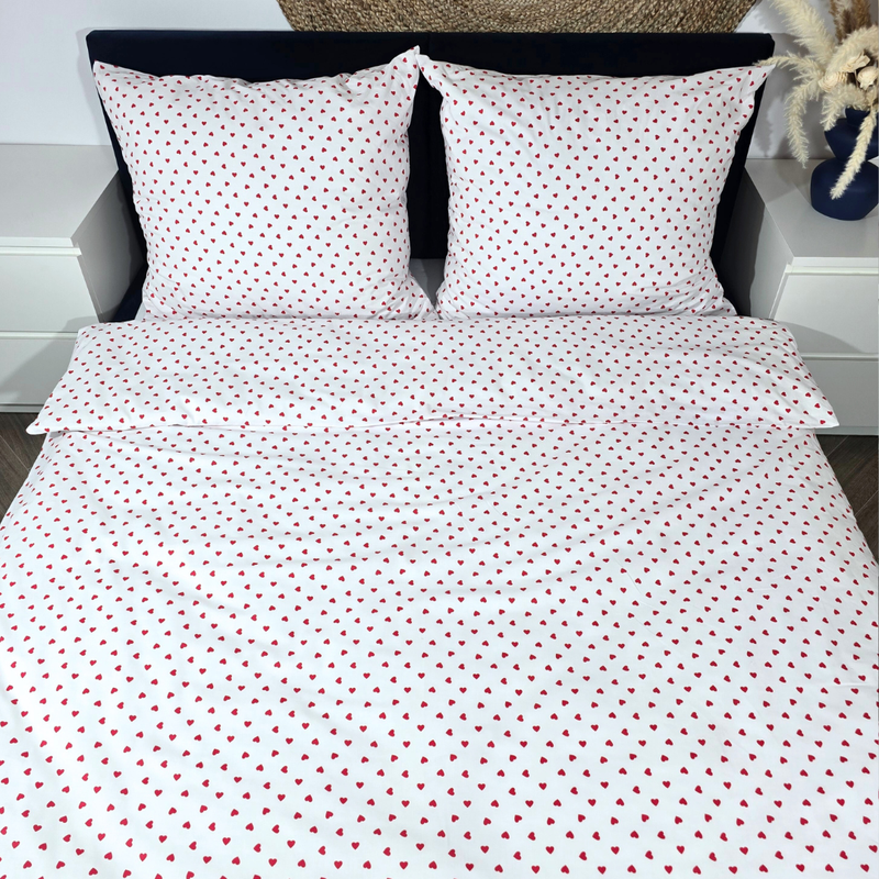 Pościel bawełniana Serduszka czerwone 160x200