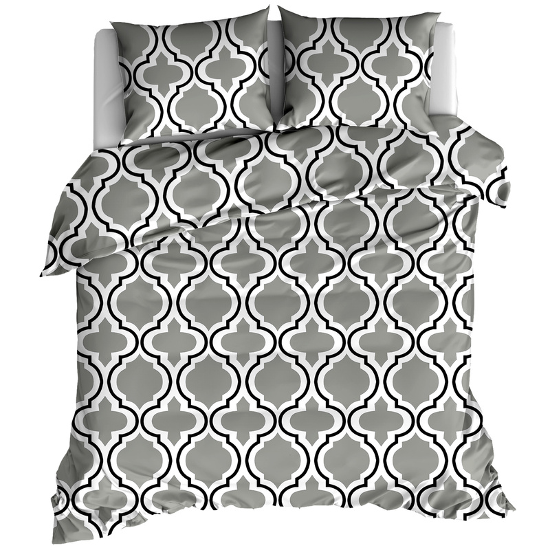 Pościel bawełniana Koniczyna marokańska szara 200x200