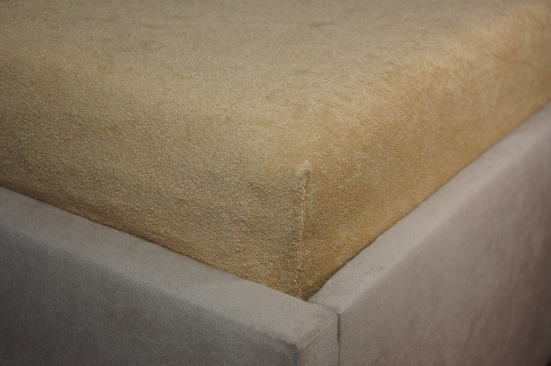 Prześcieradło frotte z gumką beżowe 180x200