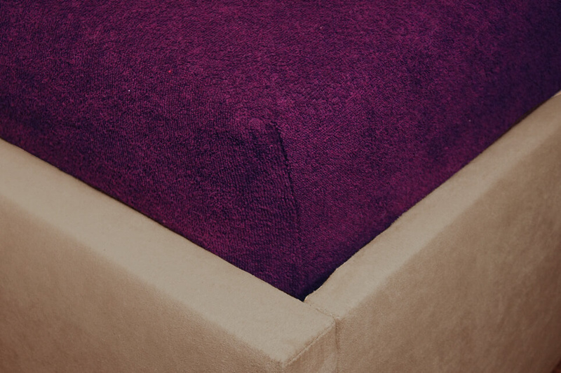 Prześcieradło frotte z gumką bakłażanowe 160x200