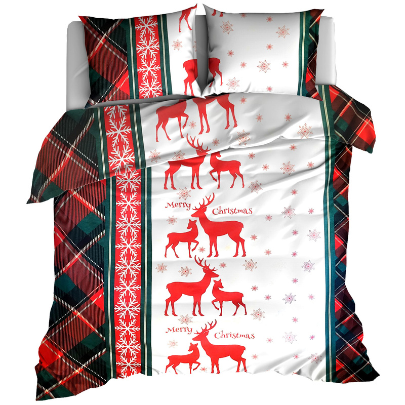 Pościel flanelowa Renifery butelka 160x200