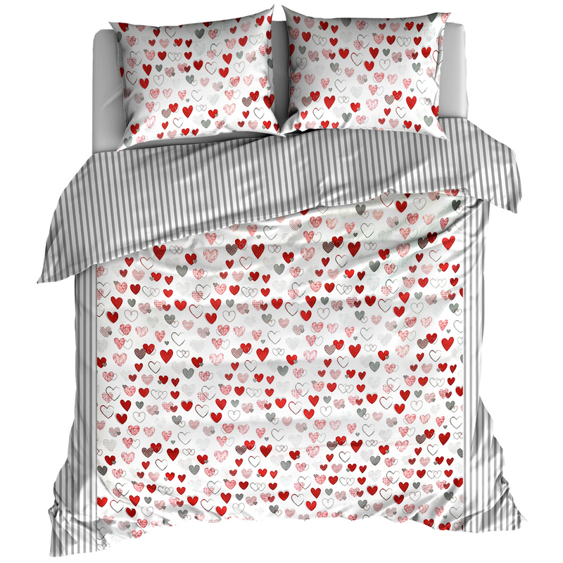 Pościel bawełniana Serduszka czerwone LOVE 180x200