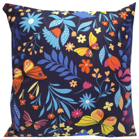 Poszewka bawełniana Motyle granat 50x70