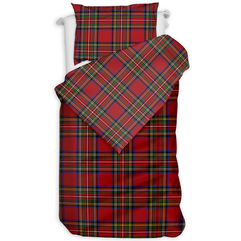 Pościel bawełniana Czerwona szkocka krata świąteczna 140x200
