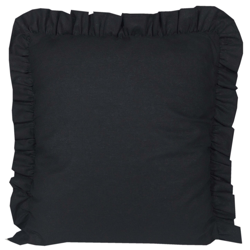 Poszewka bawełniana z falbanką 40x40 Czarna