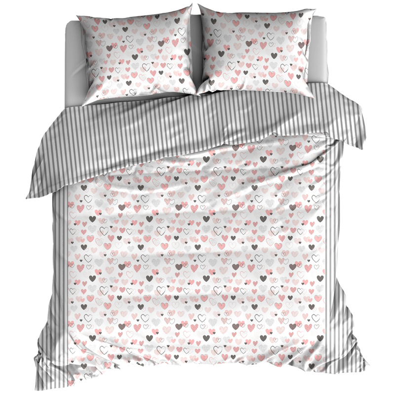 Pościel bawełniana Serduszka morela LOVE 180x200