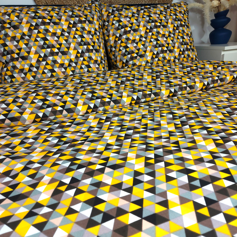 Pościel bawełniana Mozaika miodowa 150x200