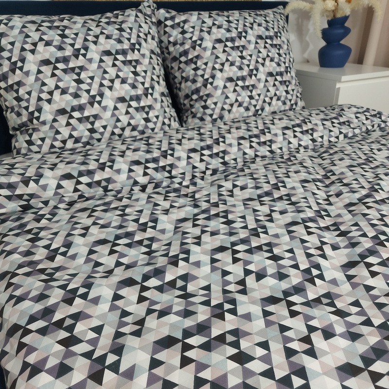 Pościel bawełniana Mozaika szara 135x200