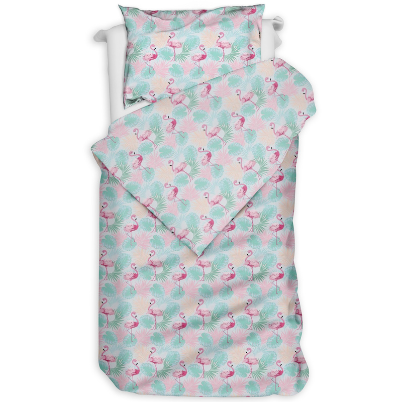 Pościel bawełniana Flamingi pastelowe 135x200