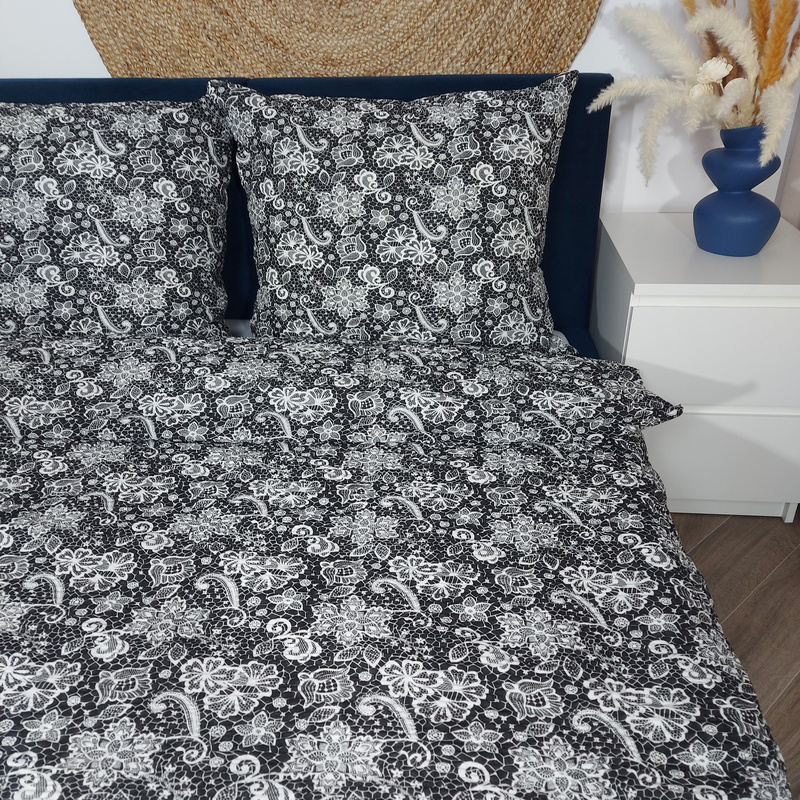 Pościel z kory Koronka w czerni 160x200