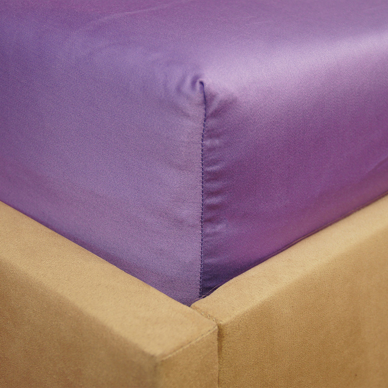 Prześcieradło satyna bawełniana z gumką Fioletowe 180x200