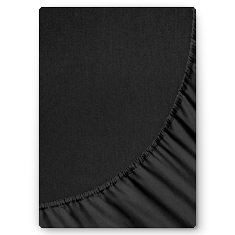 Prześcieradło satyna bawełniana z gumką Czarne 120x200