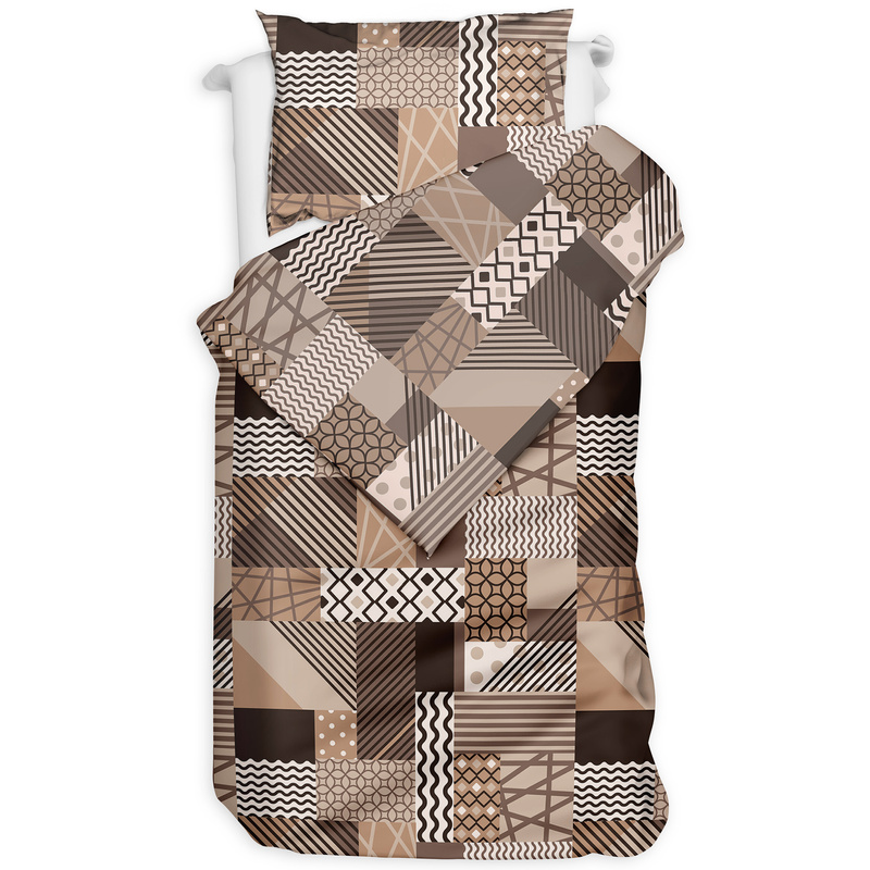 Pościel bawełniana Patchwork brąz 140x200